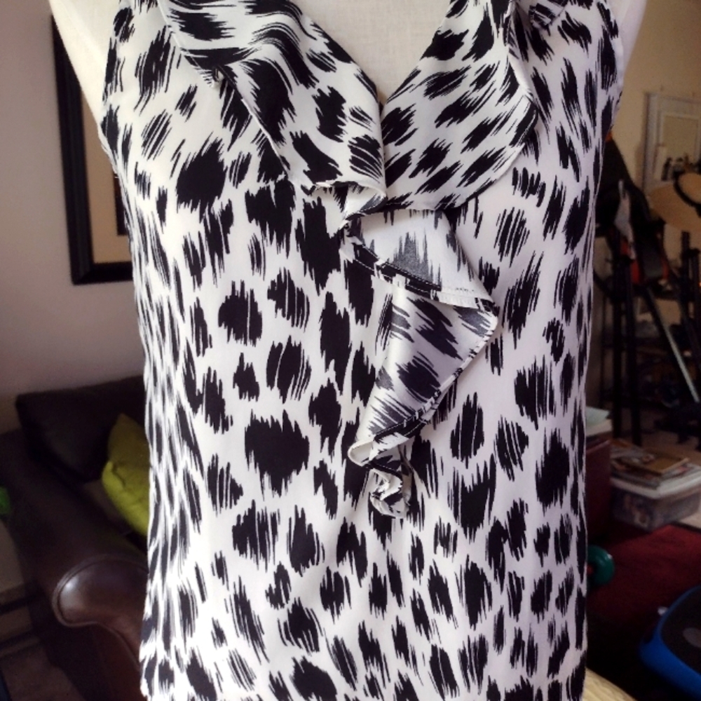 Ann Taylor ruffled sleeveless blouse size 6 petite